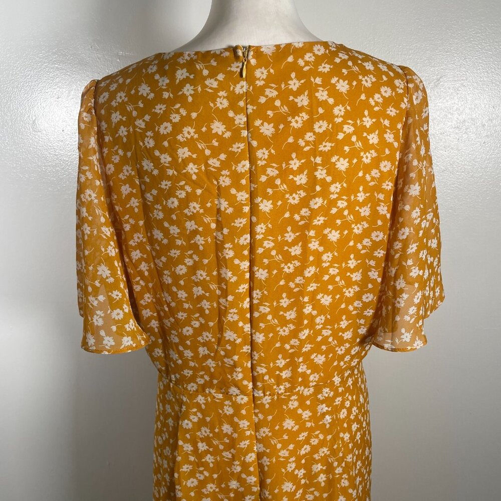 Lulus Midi Dress Women's XL Yellow Floral Print After Bloom Delight Button Front - Picture 10 of 15